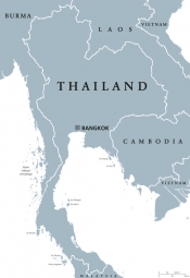  Magnetic map of Thailand, illustrated, grey