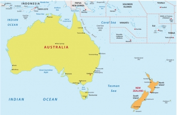  Magnetic map of Australia and Oceania, political, colored