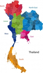  Magnetic map of Thailand, illustrated, colored