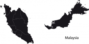  Magnetic map of Malaysia, illustrated, black