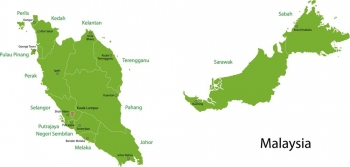  Magnetic map of Malaysia, illustrated, green