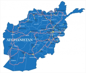  Magnetic map of Afghanistan, illustrated, blue
