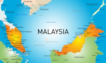  Magnetic map of Malaysia, illustrated, colored