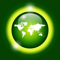  Magnetic map of world, illustrated, green-yellow