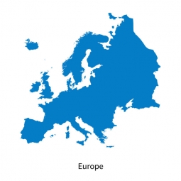  Magnetic map of Europe, illustrated, blue
