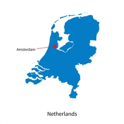  Magnetic map of Netherlands, illustrated, blue