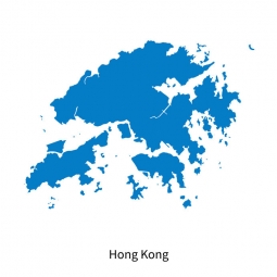  Magnetic map of Hong Kong, illustrated, blue
