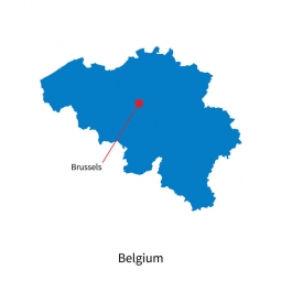  Magnetic map of Belgium, illustrated, blue