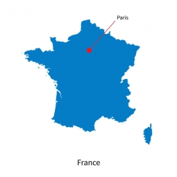  Magnetic map of France, illustrated, blue
