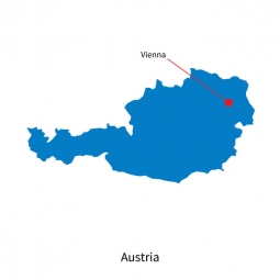  Magnetic map of Austria, illustrated, blue
