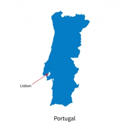  Magnetic map of Portugal, illustrated, blue