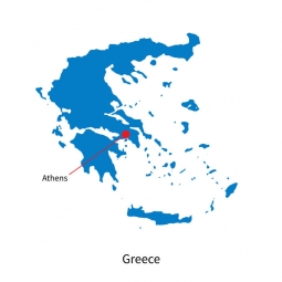  Magnetic map of Greece, illustrated, blue
