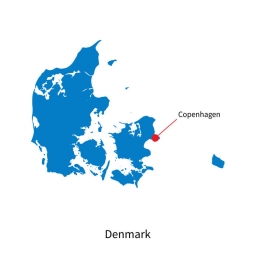  Magnetic map of Denmark, illustrated, blue