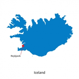  Magnetic map of Iceland, illustrated, blue