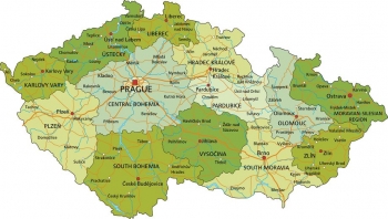  Magnetic map of Czechia, political, colored