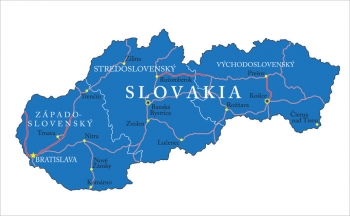 Magnetic map of Slovakia, illustrated, blue