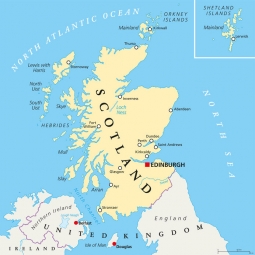  Magnetic map of Scotland, political, beige