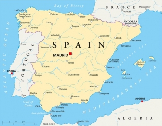  Magnetic map of Spain, political, beige