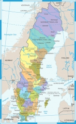  Magnetic map of Sweden, vector, colored