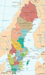  Magnetic map of Sweden, detailed, colored