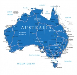  Magnetic map of Australia, roads, blue