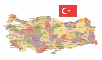  Magnetic map of Turkey, illustrated, colored