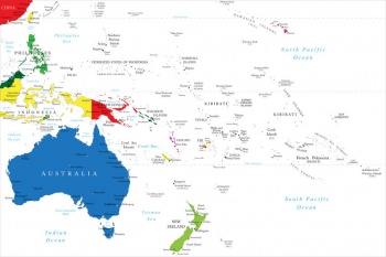  Magnetic map of Australia and Oceania, political, colored