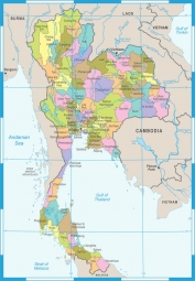  Magnetic map of Thailand, detailed, colored