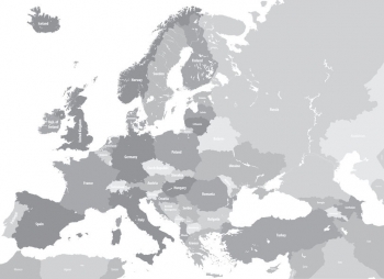  Magnetic map of Europe, illustrated, grey