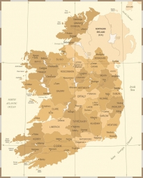 Magnetic map of Ireland, vintage, brown