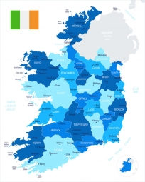 Magnetic map of Ireland, detailed, blue
