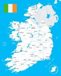  Magnetic map of Ireland, detailed, white-blue
