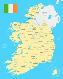  Magnetic map of Ireland, detailed, yellow-blue