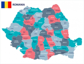  Magnetic map of Romania, illustrated, colored