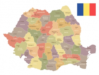  Magnetic map of Romania, vintage, colored