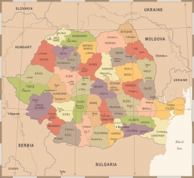  Magnetic map of Romania, vintage, colored