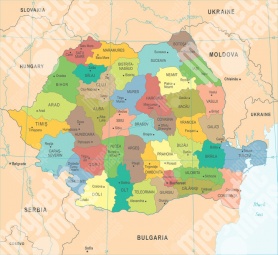  Magnetic map of Romania, detailed, colored