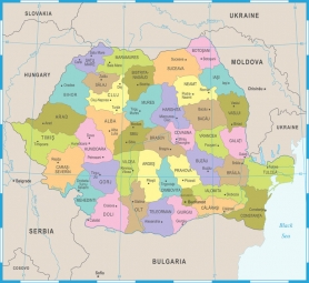  Magnetic map of Romania, vector, colored