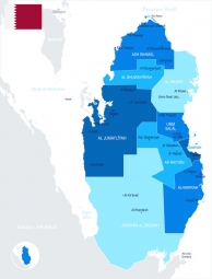  Magnetic map of Qatar, vector, blue