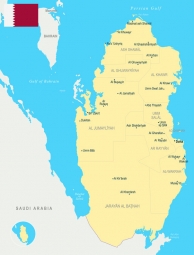  Magnetic map of Qatar, detailed, yellow-blue