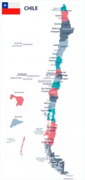  Magnetic map of Chile, illustrated, colored