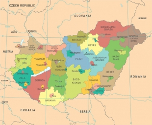  Magnetic map of Hungary, vector, colored