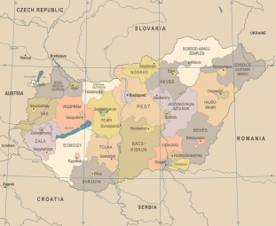  Magnetic map of Hungary, detailed, colored