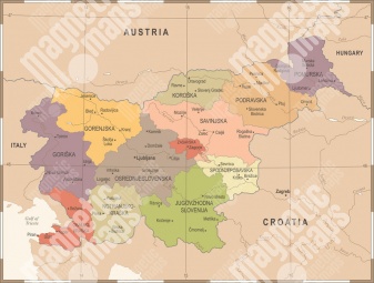  Magnetic map, vintage, colored