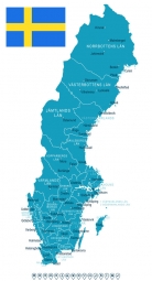  Magnetic map of Sweden, illustrated, blue