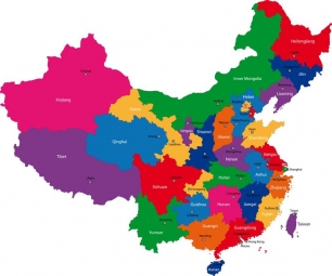  Magnetic map of China, illustrated, colored