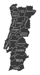  Magnetic map of Portugal, illustrated, black