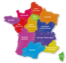  Magnetic map of France, illustrated, colored