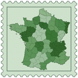  Magnetic map of France, illustrated, green