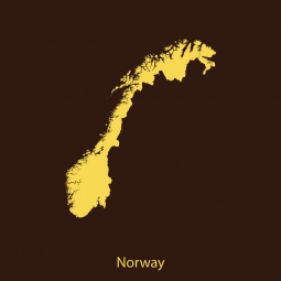  Magnetic map of Norway, illustrated, yellow-brown